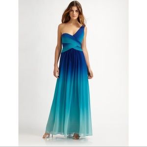 BCBG Max Azria One Shoulder Ombré Gown